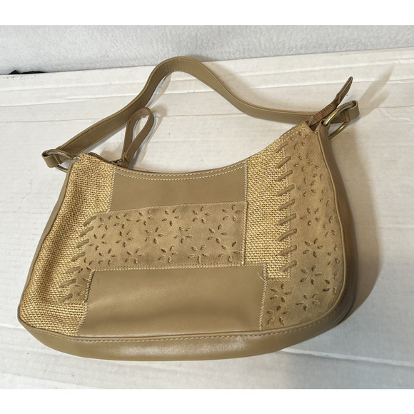 Nine West Shoulder Bag Beige/Brown Patchwork Bag Y2K - Picture 2 of 10